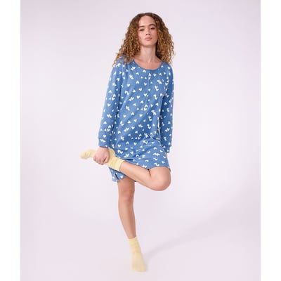 Heart Print Cotton Nightshirt PETIT BATEAU