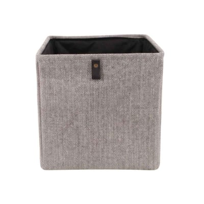 Cube de rangement à chevrons gris 31x31x31cm ORNAMI