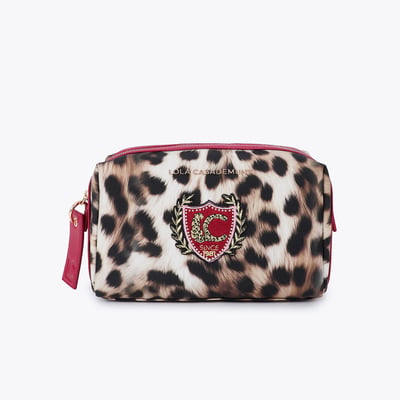 Trousse de toilette imprimé léopard avec patch brodé LOLA CASADEMUNT