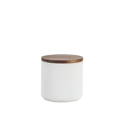 Boîte à coton - Résine blanche et bois - ASCOLI MAISON AUBERTIN