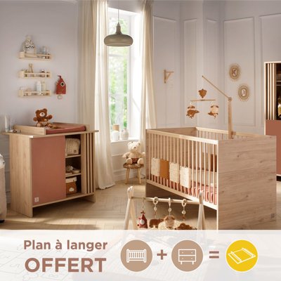 Chambre bébé, Lit évolutif et Commode à langer avec claustra SAUTHON