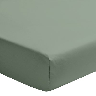 Drap housse uni en percale de coton, bonnet de 30cm, PREMIÈRE ESSIX