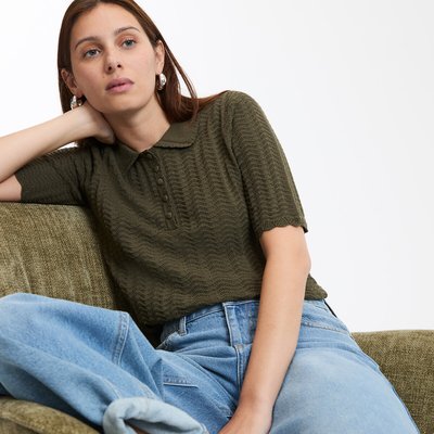 Pull col polo, chemise en fine maille LA REDOUTE COLLECTIONS
