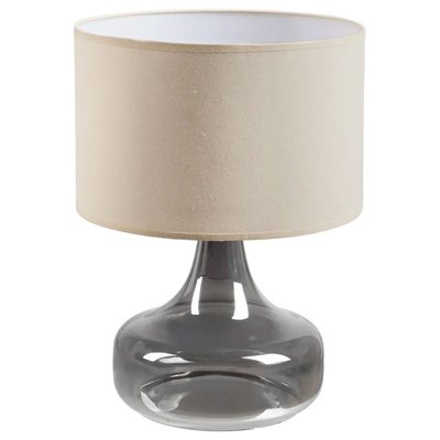 Lampe à poser pied en verre gris et abat jour beige 33x33x46cm WADIGA