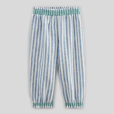 Pantalon taille élastique rayé contenant du lin - collection Cérémonie MONOPRIX