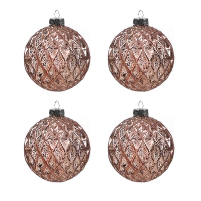Set de 4 boules de noel pailletées en verre D8 NOËL SIA DECO