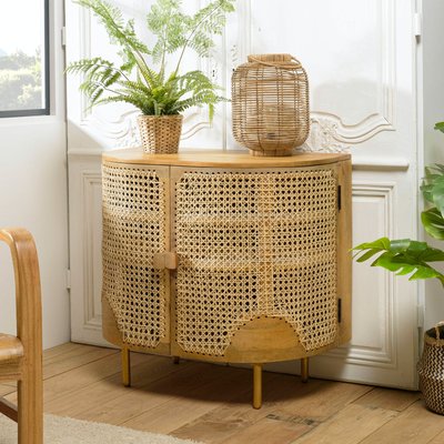 Buffet de rangement arrondi portes en rotin MALAGA PIER IMPORT