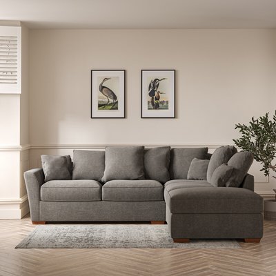 Florence Scatterback Soft Brushed Right Facing Corner Sofa & Footstool with Da SO'HOME