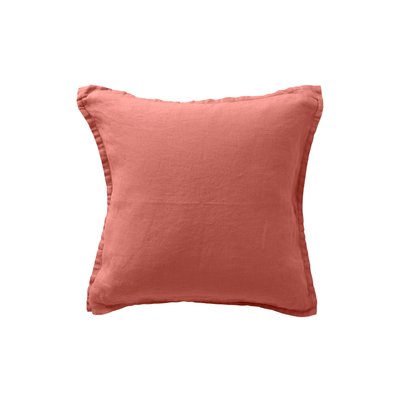 Housse de coussin lin lavé SONGE CARRE BLANC