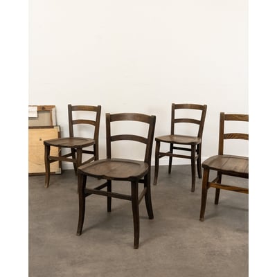 Lot de 4 chaises anciennes en bois Claude N°1373 - Bon état DEBONGOUT