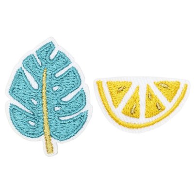 Broche brodée MONSTERA ET CITRON DRAEGER PARIS