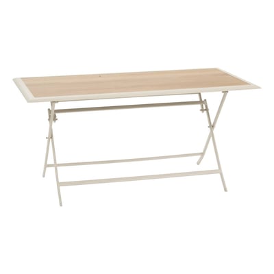 Table de jardin pliable 6 places en aluminium et verre effet bois AZUA HESPERIDE