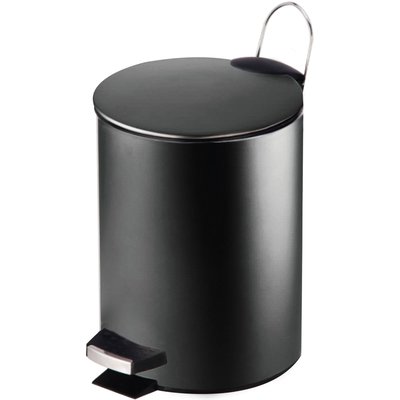 Poubelle salle de bain métal noir ronde 3L WADIGA