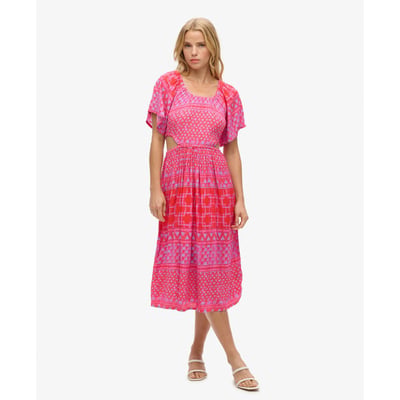 Robe mi-longue imprimée ajourée SUPERDRY