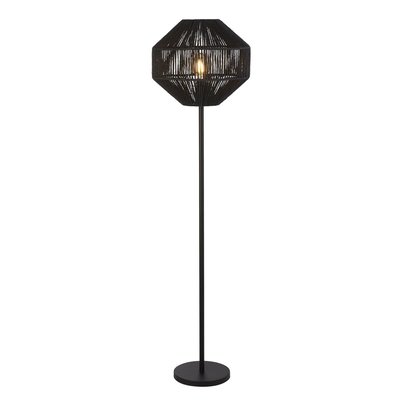 Lampadaire WICKER 1x60W E27 Noir BOUTICA-DESIGN