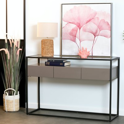 Meuble console en verre et métal 3 tiroirs en bois peint style moderne 120x40cm TORONTO PIER IMPORT