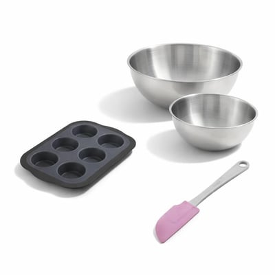 Set à pâtisserie 1 moule à muffins fibre de verre, 2 bols ZENKER