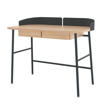Bureau en chêne et métal coloré, VICTOR HARTO