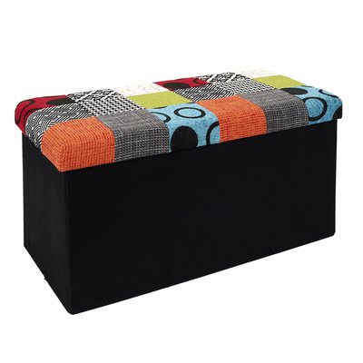 Banc coffre noir pliable couvercle à motifs Pampilles Mirage CMP