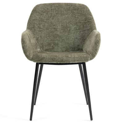 Chaise repas avec accoudoirs tissu chenille  pied métal ZAGO