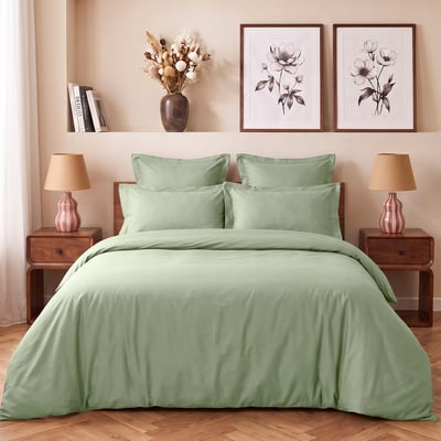 Parure housse de couette satin + 2 taies 65x65 cm VERSALUXE UNI SENSEI MAISON