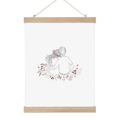 My dear II, affiche +  cadre chêne. 30cm x 40cm COTTON BIRD