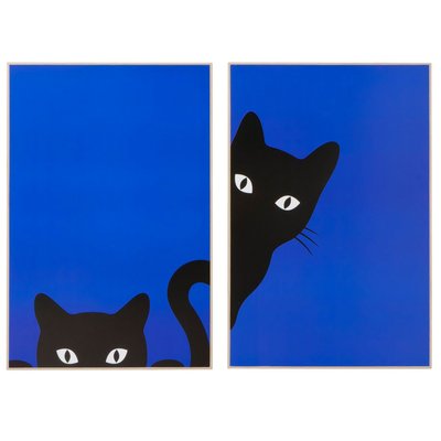 Set de 2 cadres décoratifs bois chats 40x3x60cm WADIGA