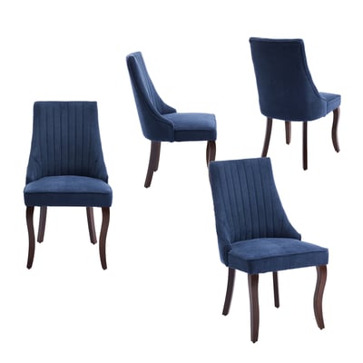 Lot de 4 chaises de salle à manger en tissu chenille avec pieds bois, GERRYB MEUBLES COSY