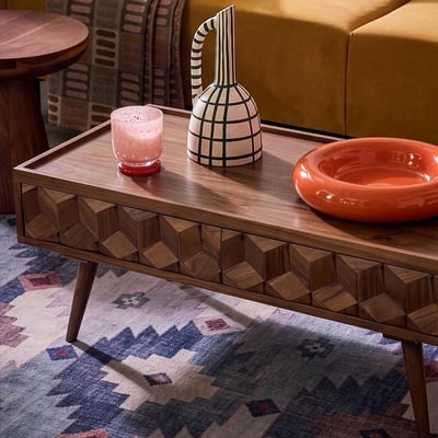 Terning Acacia Wood 2 Drawer Coffee Table SWOON