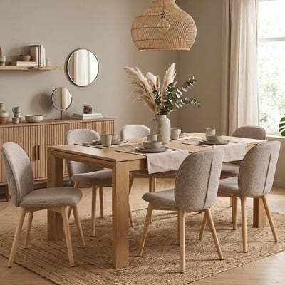 Table à manger extensible en chêne naturel L160/247 - FILIGRAME HELLIN, DEPUIS 1862