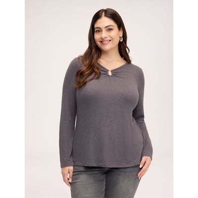 T-shirt col V avec applications bijoux FIORELLA RUBINO