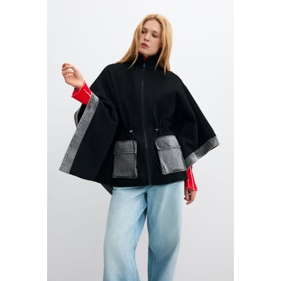 Poncho en denim contrasté DESIGUAL