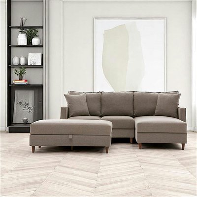 Canapé d'angle convertible beige - côté droit COMO PIER IMPORT