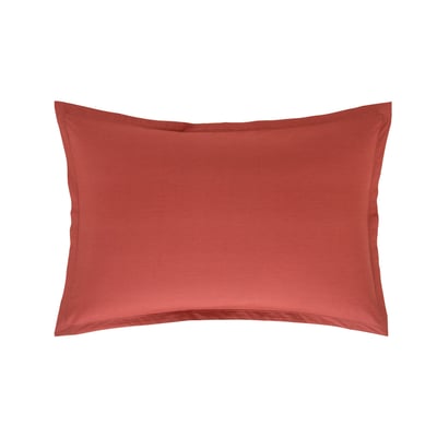 Taie d'oreiller en percale de coton rouge, ALCOVE DESFORGES