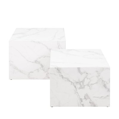Lot de 2 tables basses carrées effet marbre - PAPILIO DRAWER