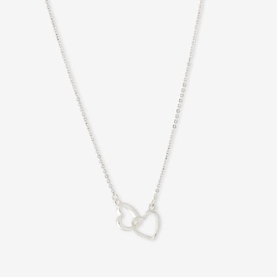 Collier chaîne fine cœurs entremêlés argenté BALABOOSTE