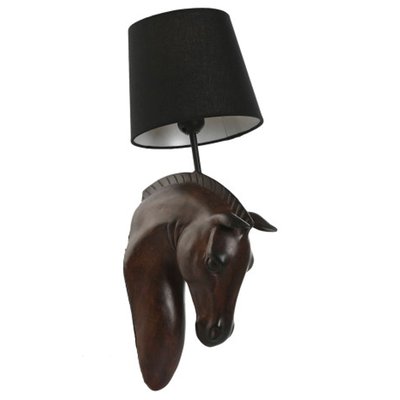 Applique murale en résine marron cheval et et abat-jour noir 21x18x50.5cm WADIGA