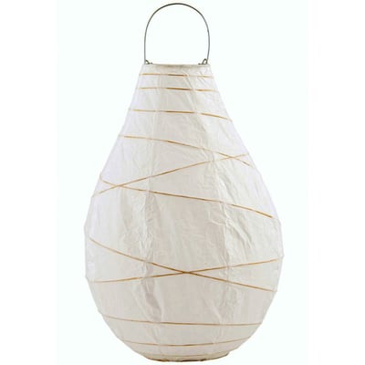 Grand Lampion Drop en Papier Blanc et Bambou HOUSE DOCTOR