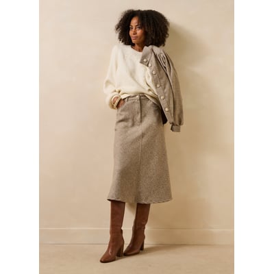 Jupe midi boutonnée en tweed LA FEE MARABOUTEE