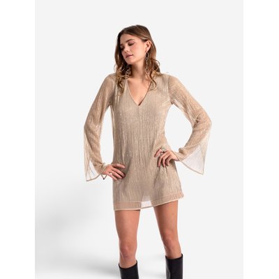 Robe courte plissée à manches longues THE-ARE