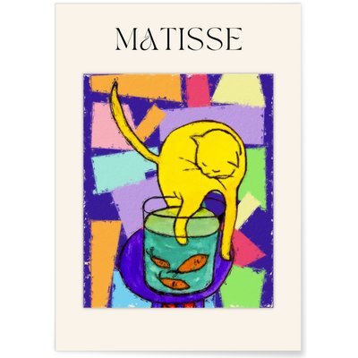 Affiche Matisse - Chat Curieux et Poissons L'AFFICHERIE
