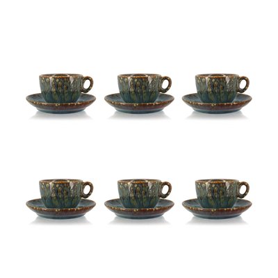 Lot de 6 tasses et soucoupes en porcelaine, VENUS OGO LIVING