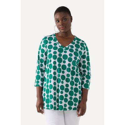 T-shirt, coton Pima, pois, col V, manches 3/4 ULLA POPKEN