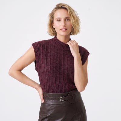 Pull sans manches col montant maille torsadée LUNAIA ARTLOVE