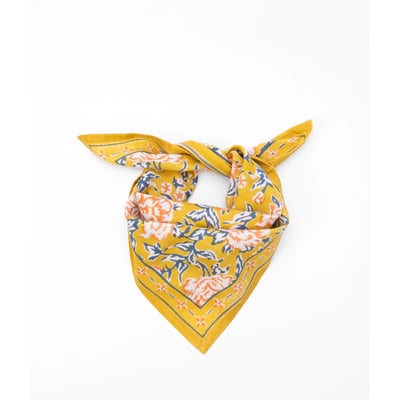 Petit foulard en coton - Bouquet du Matin Lagon BINDI ATELIER