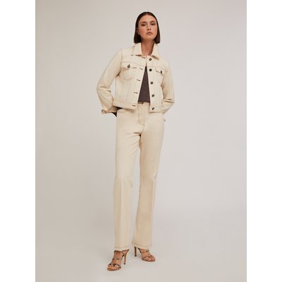 Pantaloni flare in DRILL misto cotone stretch con impunture in contrasto colore MOTIVI