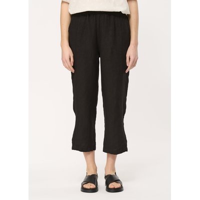 Pantalon noir en lin à taille haute élastiquée HUMILITY
