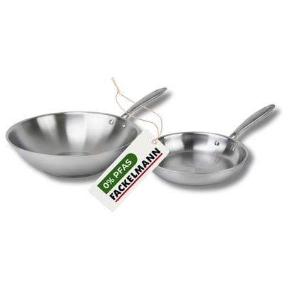 Set de 2 poêles de cuisson 24/28 cm en inox sans PFAS VITA3 FACKELMANN