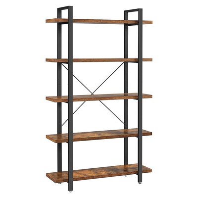 Bibliothèque à 5 niveaux en métal et effet bois - L105 x 177,5 cm CALICOSY