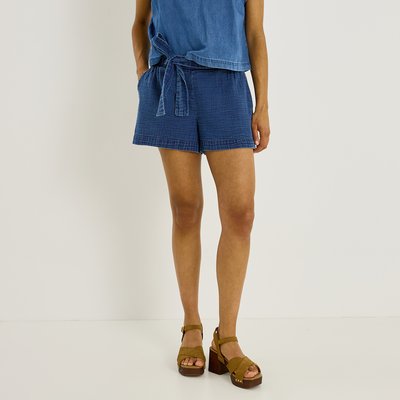 Short gaze de coton effet denim GRAIN DE MALICE